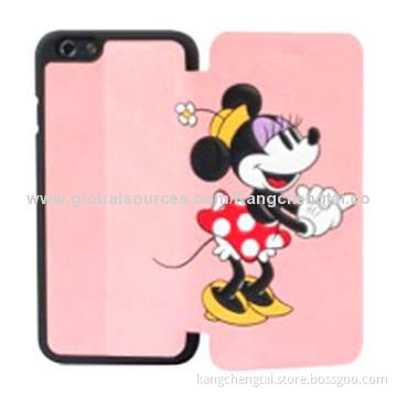 PU Leather Case for iPhone 6, 3D Embossed Patterns Leather Folio, Ideal Angle with Stand